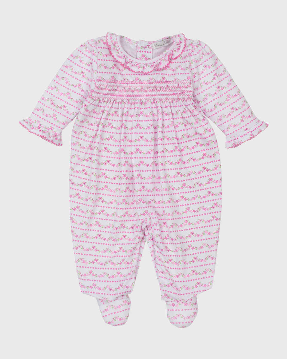 Girl's Ballet Blossoms Smocked Footie, Size Newbor
